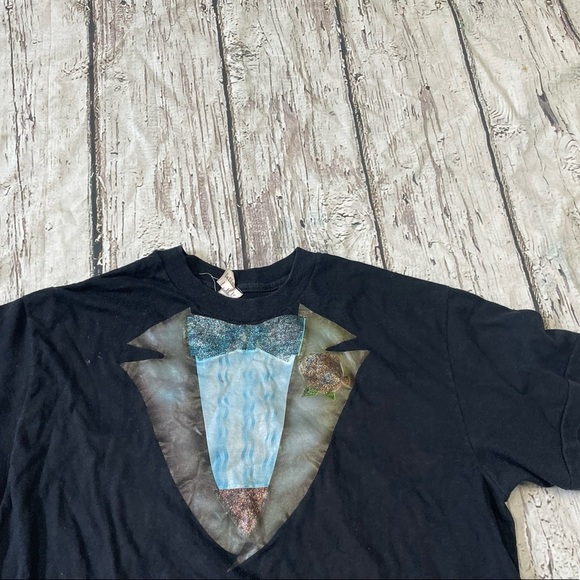 Vintage 1980s Tuxedo Funny Humor 80s Graphic Crewneck Tee Top Shirt - Picture 5 of 6